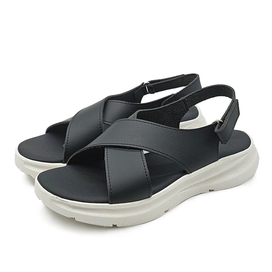 Cross Band Velcro Slingback Sandals