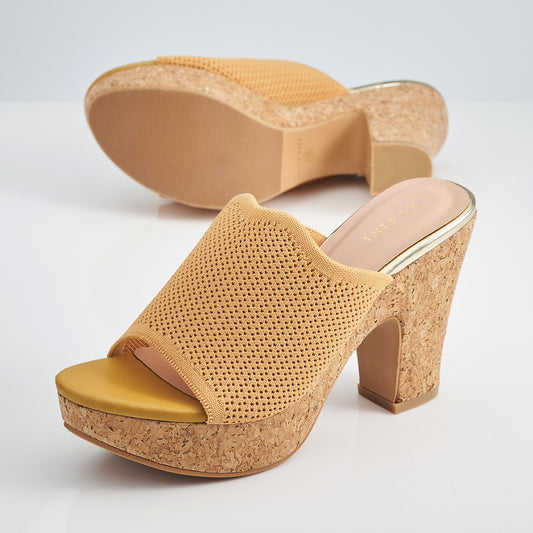 Single Band Platform Slide On Heels