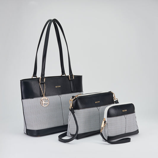 Checkered Tote Bag 3-in-1 Bundle Set