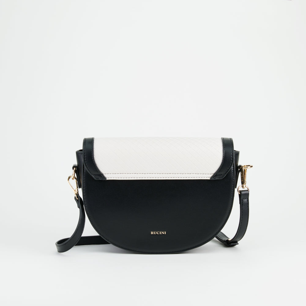 Tonal Accent Flap Satchel Sling Bag