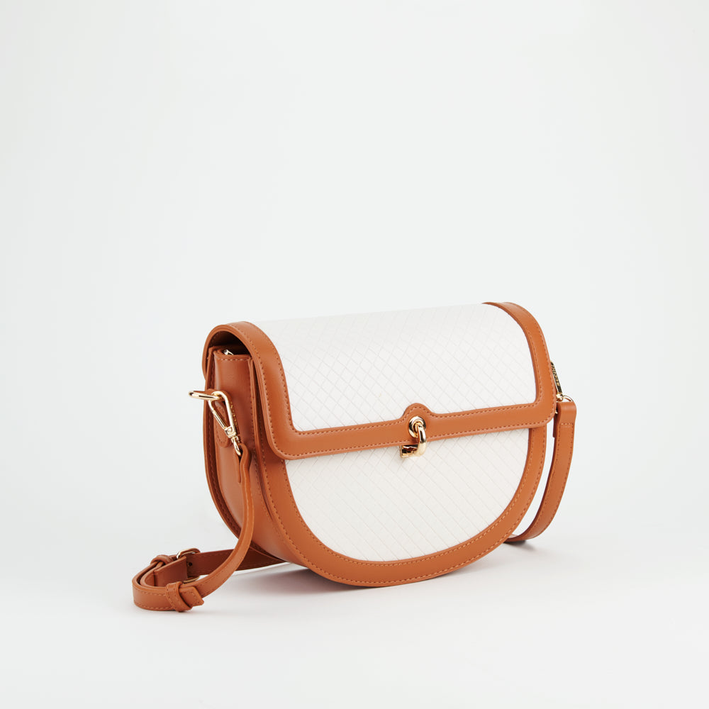 Tonal Accent Flap Satchel Sling Bag