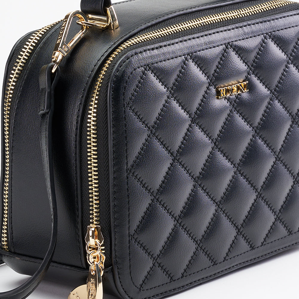 Eléa Quilted Cubic Zipper Up Crossbody Sling Bag