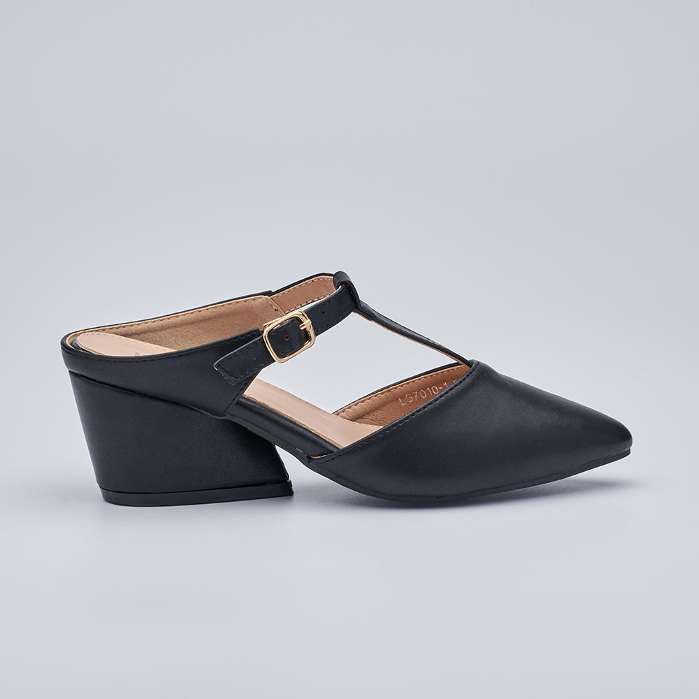 Front Strap Heeled Mules
