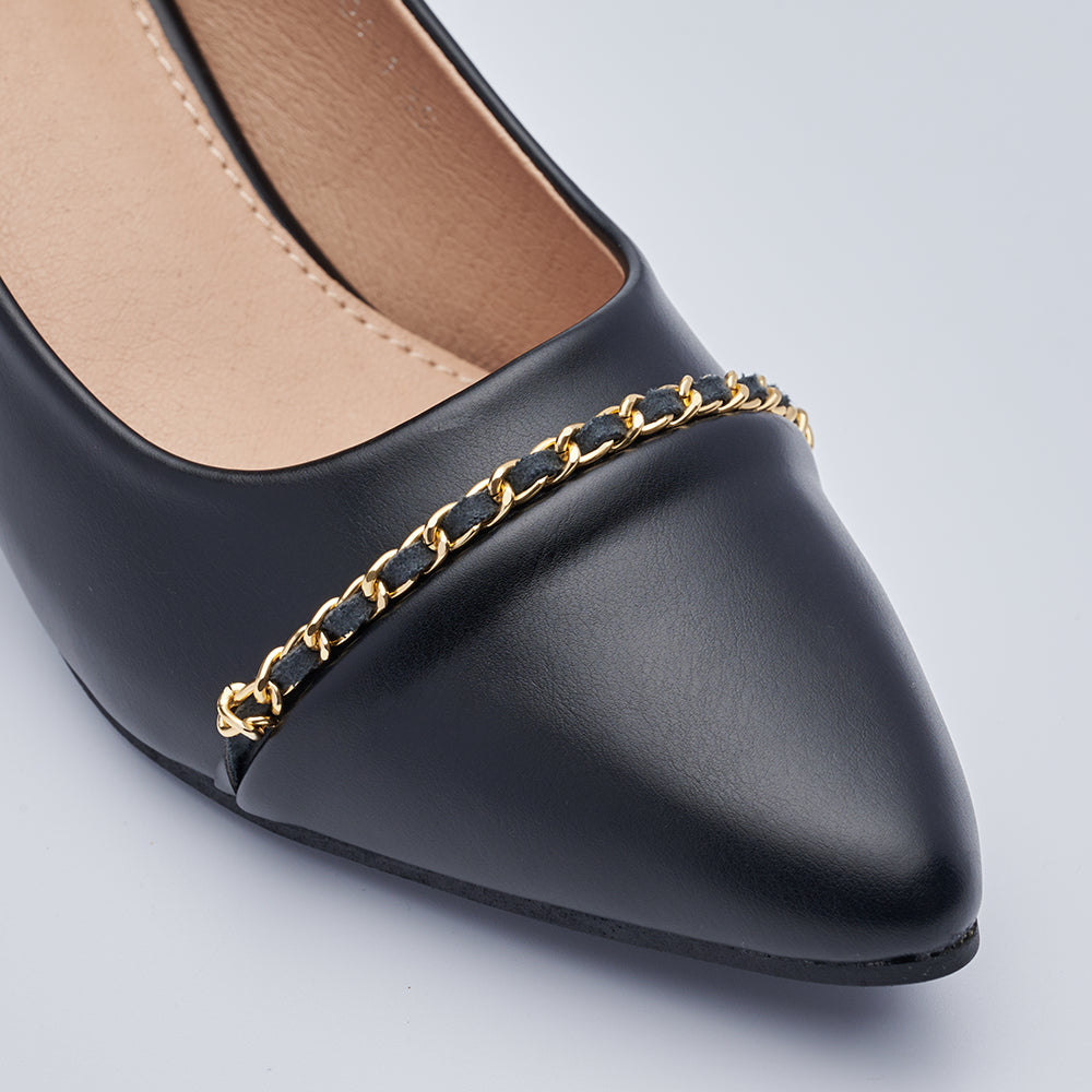 Block-Heeled Chain Court Shoes