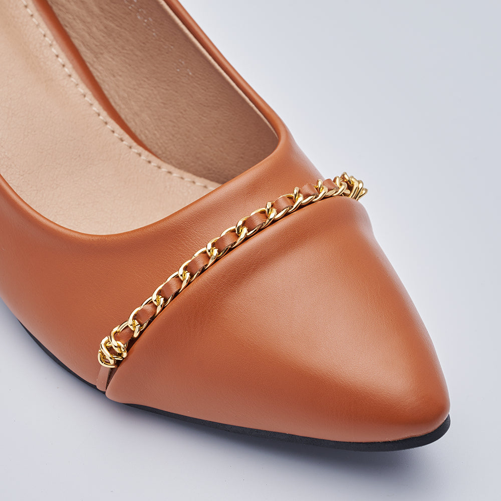 Block-Heeled Chain Court Shoes