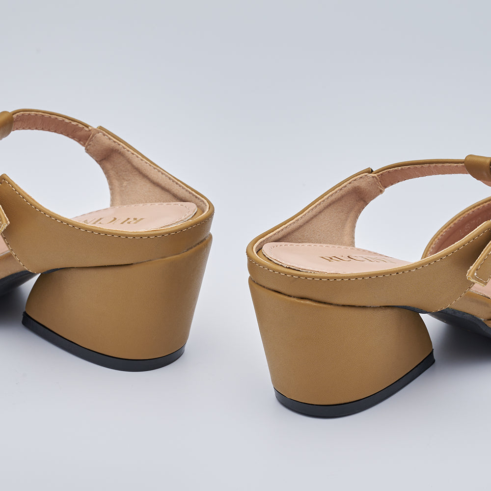Front Strap Heeled Mules