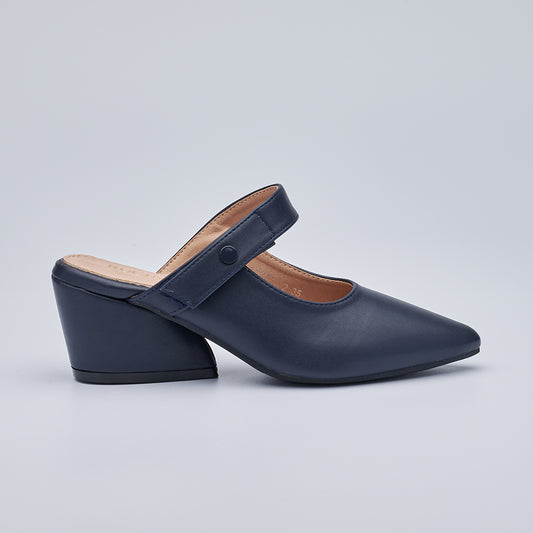 Velcro Strap Heeled Closed Toe Mules