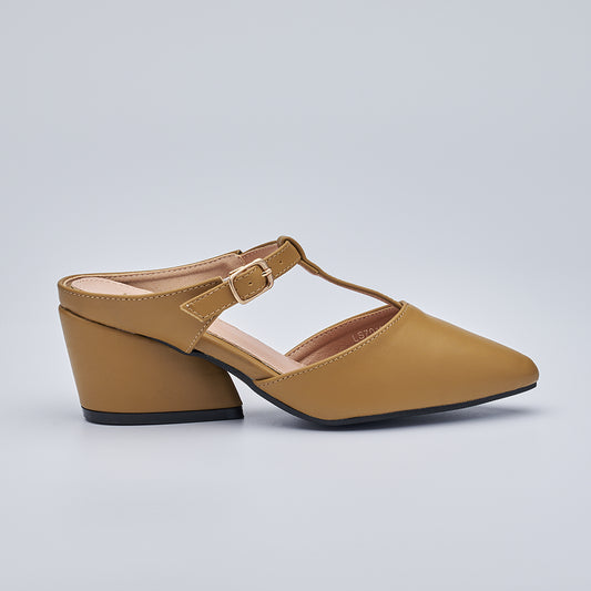 Front Strap Heeled Mules